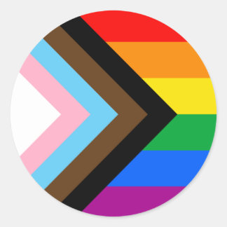 LGBTQ+ Progress Pride Flag Classic Round Sticker