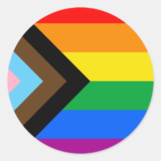 LGBTQ+ Progress Pride Flag Classic Round Sticker