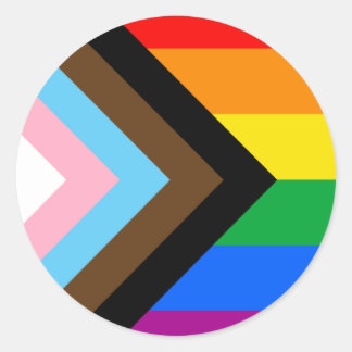 LGBTQ+ Progress Pride Flag Classic Round Sticker
