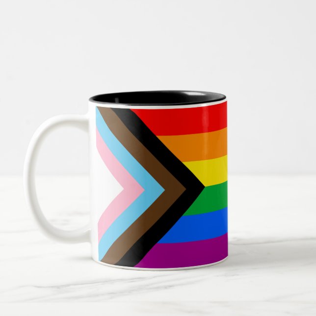 LGBTQ+ Progress Pride Flag Coffee Mug (Left)