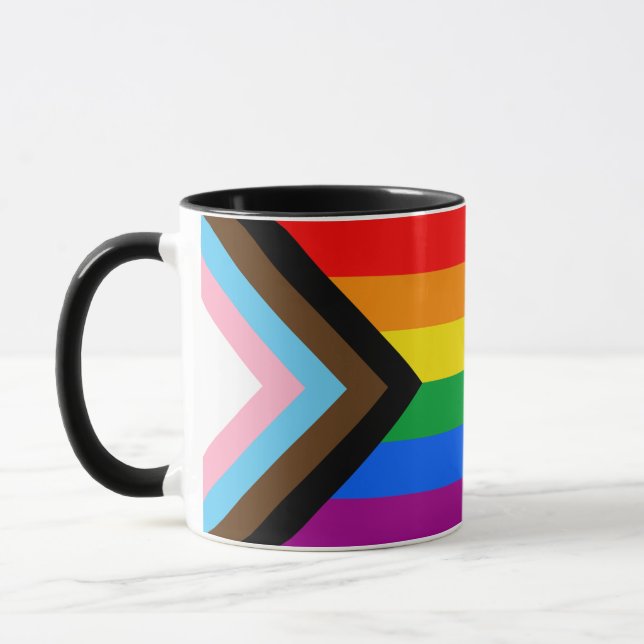 LGBTQ+ Progress Pride Flag Coffee Mug (Left)