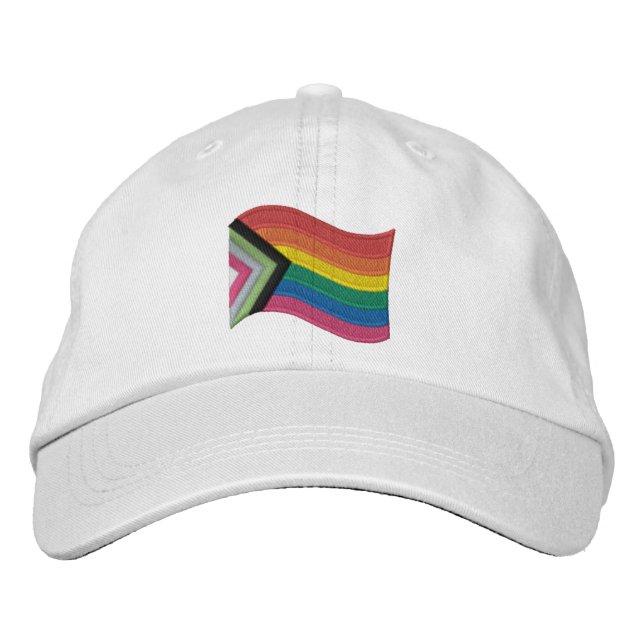 LGBTQ+ Progress Pride Flag Embroidered Baseball Ca Embroidered Baseball Cap (Front)