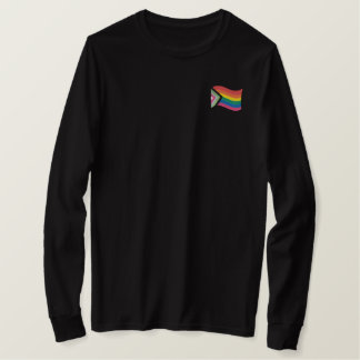 LGBTQ+ Progress Pride Flag Embroidered Hoodie Embroidered Long Sleeve T-Shirt