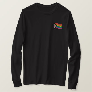LGBTQ+ Progress Pride Flag  Embroidered Hoodie Long Sleeve T-Shirt