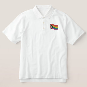 LGBTQ+ Progress Pride Flag  Embroidered Polo Shirt