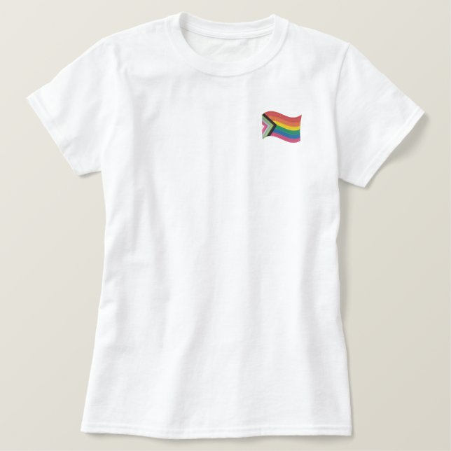 LGBTQ+ Progress Pride Flag  Embroidered Shirt (Design Front)