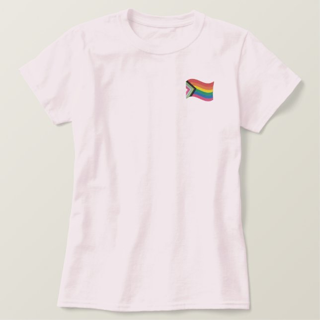 LGBTQ+ Progress Pride Flag  Embroidered Shirt (Design Front)