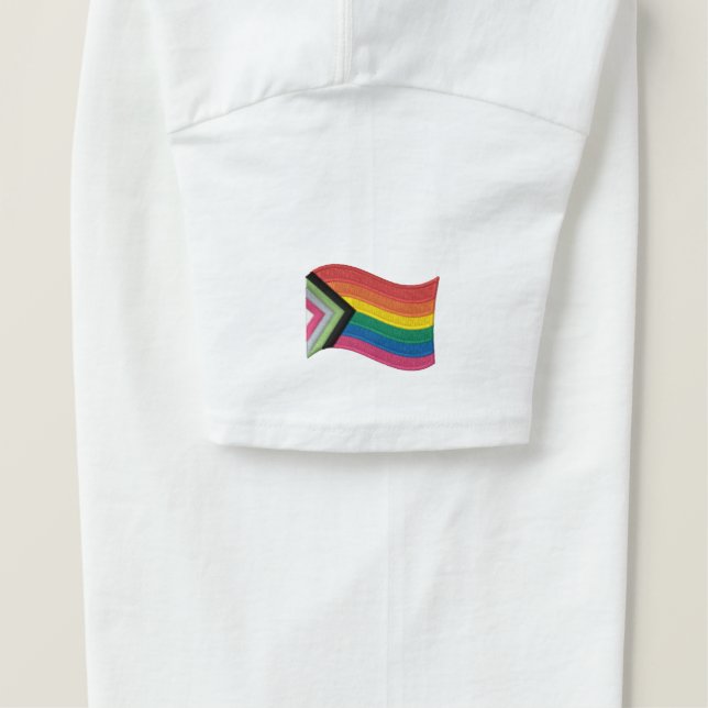 LGBTQ+ Progress Pride Flag Embroidered T-Shirt (Design Right)