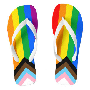 LGBTQ+ Progress Pride Flag Flip Flops