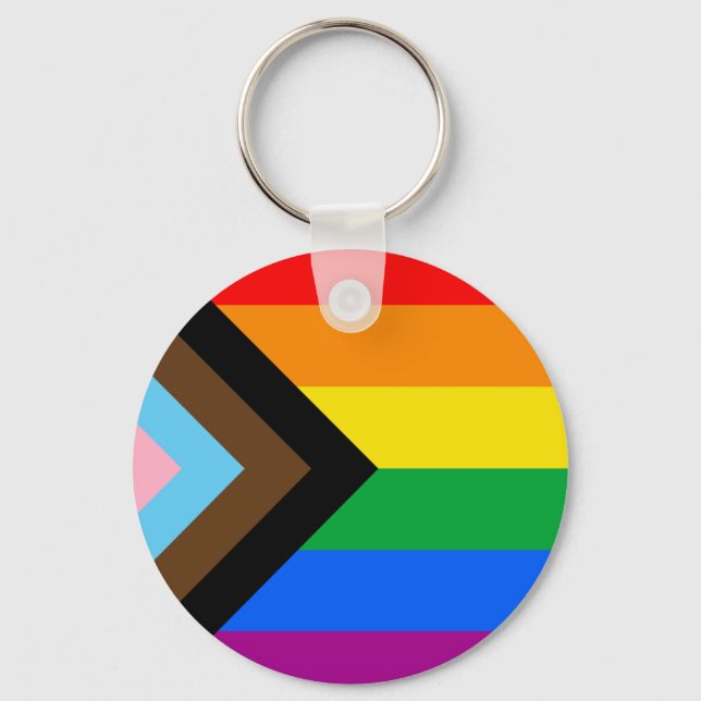 LGBTQ+ Progress Pride Flag Keychain (Front)