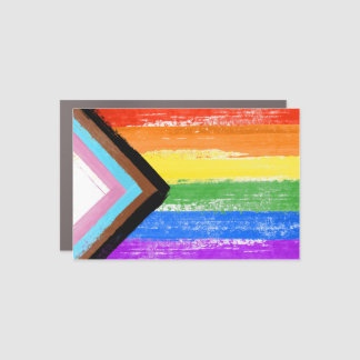 LGBTQ PROGRESS PRIDE FLAG (Painted) Car Magnet