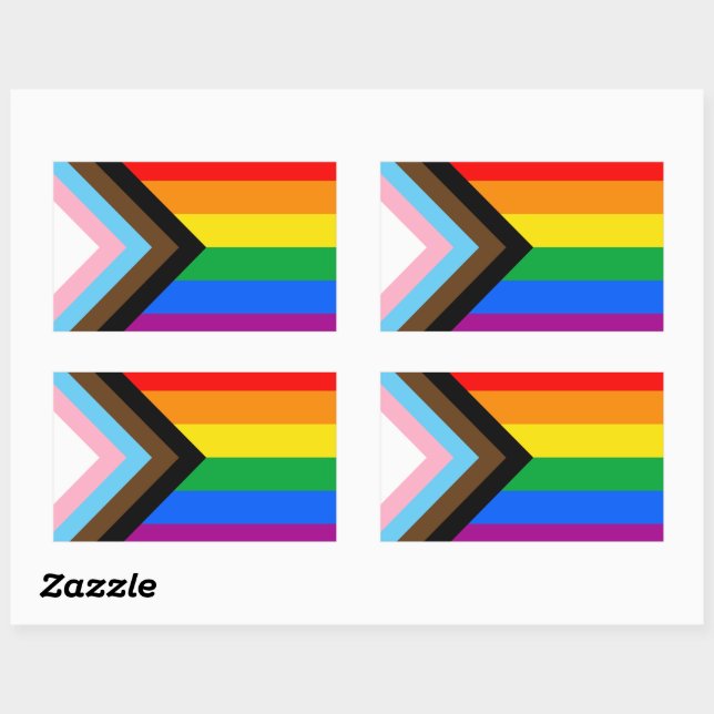 LGBTQ+ Progress Pride Flag Rectangular Sticker (Sheet)