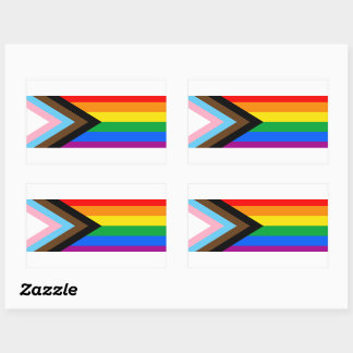LGBTQ+ Progress Pride Flag Rectangular Sticker