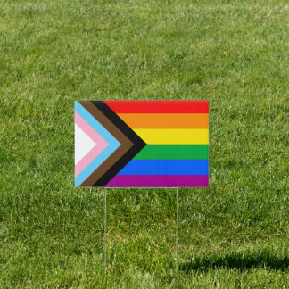 LGBTQ+ Progress Pride Flag Sign