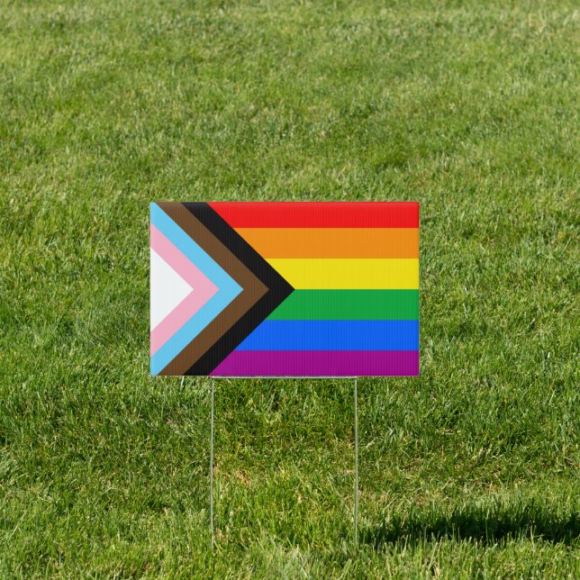 LGBTQ+ Progress Pride Flag Sign (Insitu)