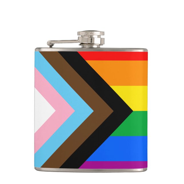 LGBTQ+ Progress Pride Flask (Front)