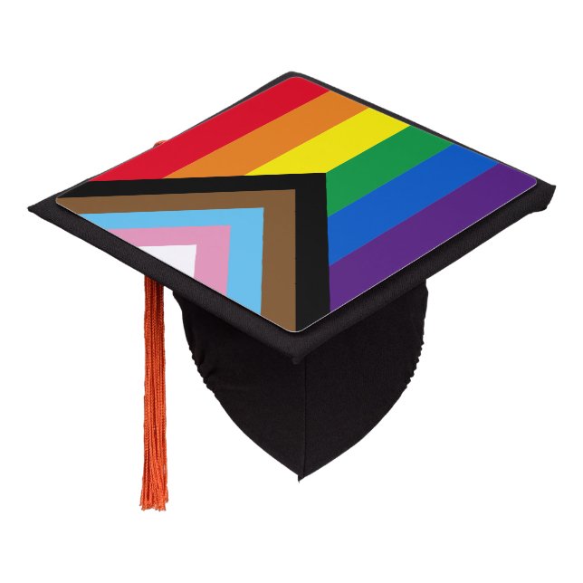 LGBTQ Progress pride gay diversity inclusive flag  Graduation Cap Topper (Angled)