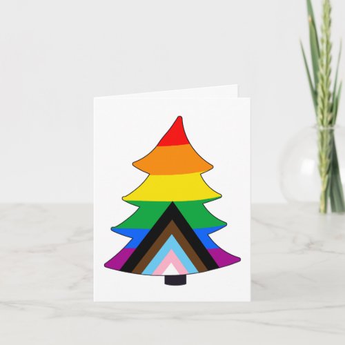 LGBTQ Progress Pride Holigay Tree Card