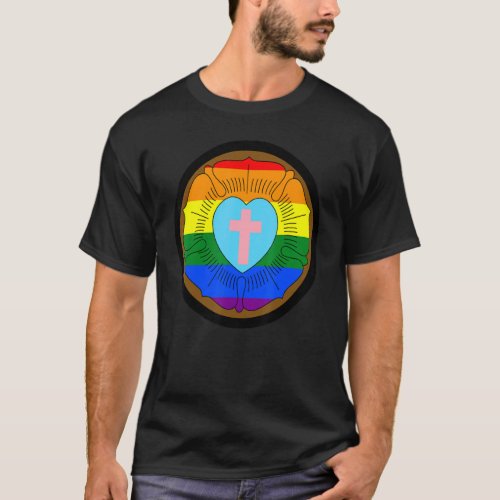 Lgbtq Progress Pride Lutheran Rose Gay Transgender T_Shirt