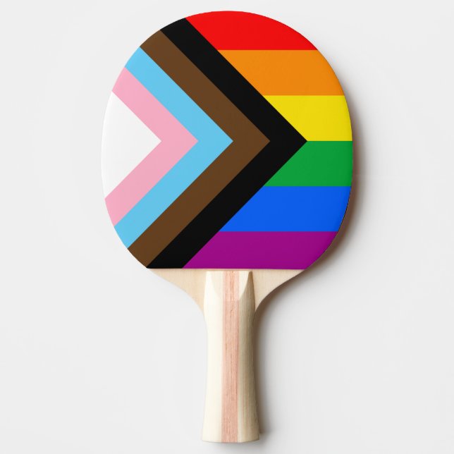 LGBTQ+ Progress Pride Ping Pong Paddle (Front)