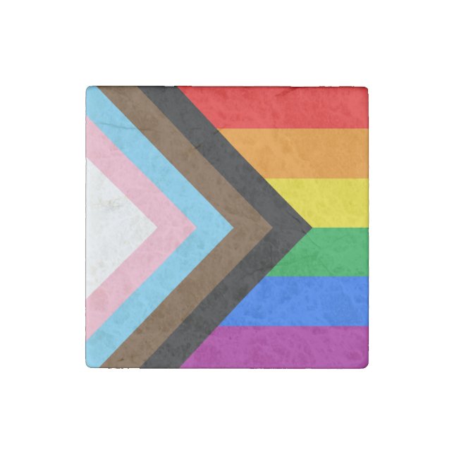 LGBTQ+ Progress Pride Stone Magnet (Front)