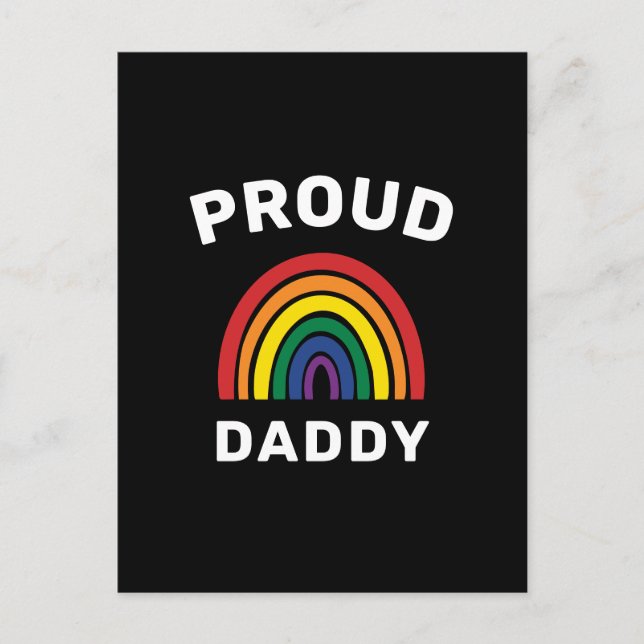 LGBTQ Proud Daddy Gay Pride Rainbow Father's Day Postcard (Front)