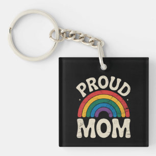 LGBTQ Proud Mom Gay Pride Rainbow Mother's Day Keychain