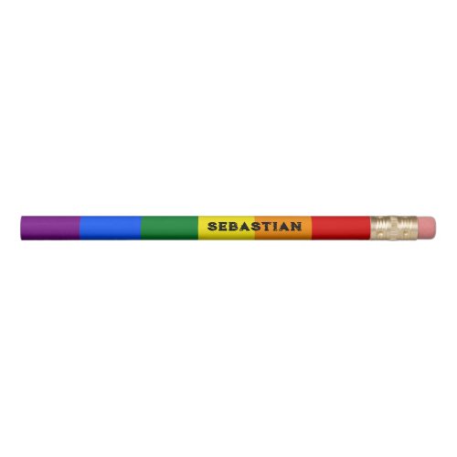 LGBTQ Proud Personalized Name Rainbow Pride Flag Pencil