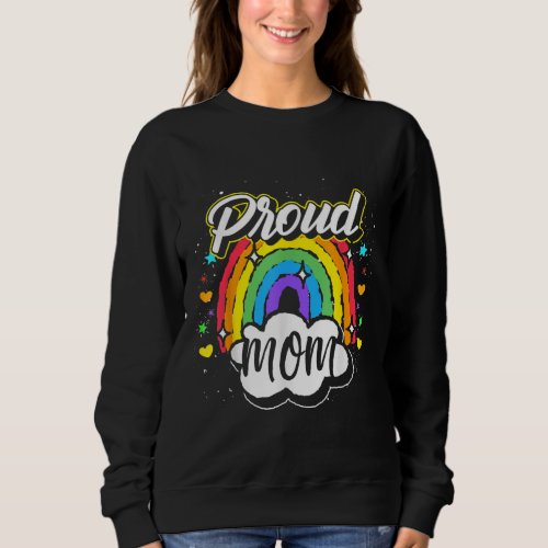 LGBTQ Queer Proud Mom Rainbow Flag Pride Month  Sweatshirt