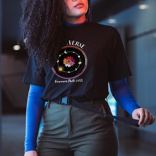 LGBTQ Queer Universe, Lesbian Flag Sunflower T-Shirt (Creator Uploaded)