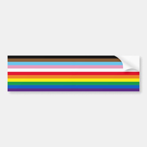 Lgbtq rainbow 11 stripes inclusive gay pride flag bumper sticker