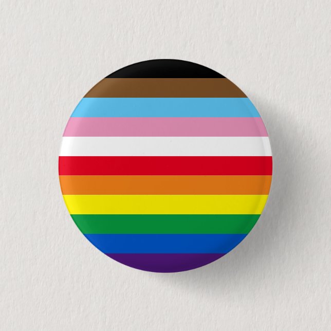 Lgbtq rainbow 11 stripes inclusive gay pride flag button (Front)
