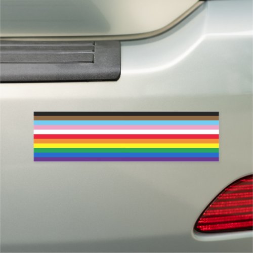 Lgbtq rainbow 11 stripes inclusive gay pride flag car magnet