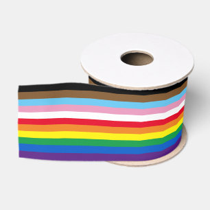 Lgbtq rainbow 11 stripes inclusive gay pride flag  grosgrain ribbon