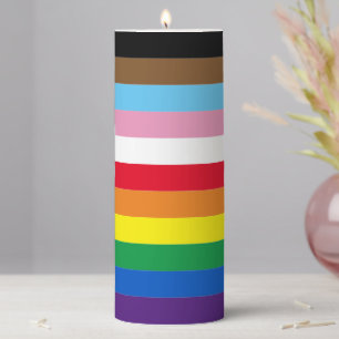 Lgbtq rainbow 11 stripes inclusive gay pride flag pillar candle