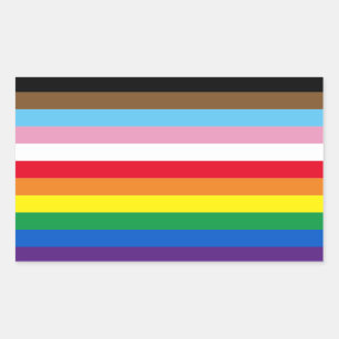 Lgbtq rainbow 11 stripes inclusive gay pride flag rectangular sticker