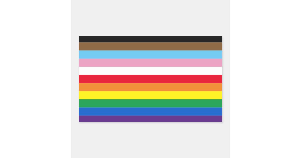 Lgbtq rainbow 11 stripes inclusive gay pride flag rectangular sticker ...