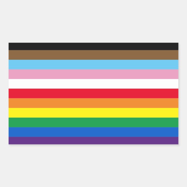 Lgbtq rainbow 11 stripes inclusive gay pride flag rectangular sticker (Front)