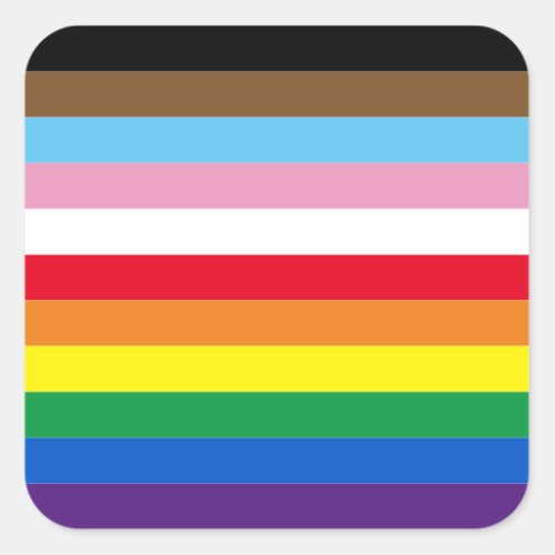 Lgbtq rainbow 11 stripes inclusive gay pride flag square sticker