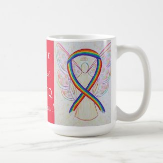 LGBTQ Rainbow Awareness Ribbon Angel Custom Mug