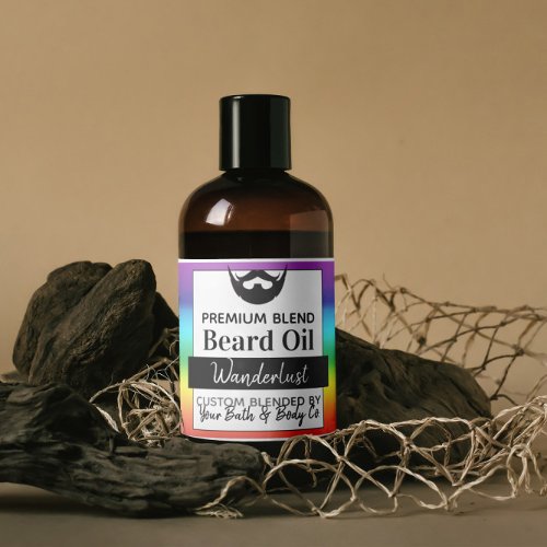 LGBTQ Rainbow Beard Oil Label with Ingredients