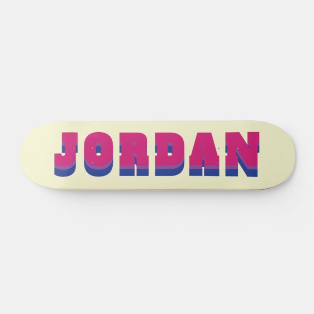 LGBTQ Rainbow Bisexual Pride Flag Custom Name Skateboard (Horz)
