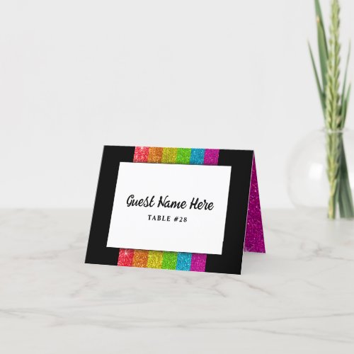 LGBTQ Rainbow Black Chic Modern Wedding Glitter Th Thank You Card