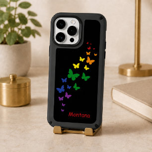 LGBTQ Rainbow Butterfly Trail Custom Name Speck iPhone 14 Pro Max Case