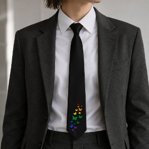 LGBTQ Rainbow Butterfly Trail Neck Tie