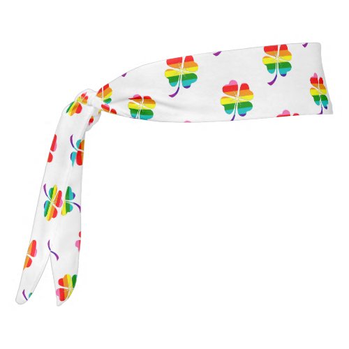 LGBTQ Rainbow Flag Clover Pattern Gay Pride Tie Headband
