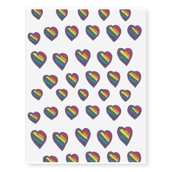 LGBTQ Rainbow Flag Heart Temporary Tattoos