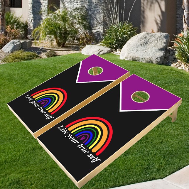 LGBTQ Rainbow Flag: Live your true self  Cornhole Set (Creator Uploaded)