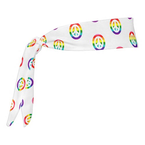 LGBTQ Rainbow Flag Peace Sign Pattern Gay Pride Ti Tie Headband