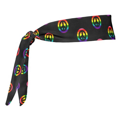 LGBTQ Rainbow Flag Peace Sign Pattern Gay Pride Tie Headband